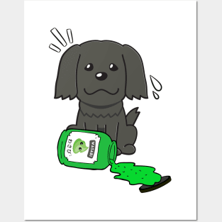 Cute black sheepdog Spilled Wasabi sauce Posters and Art